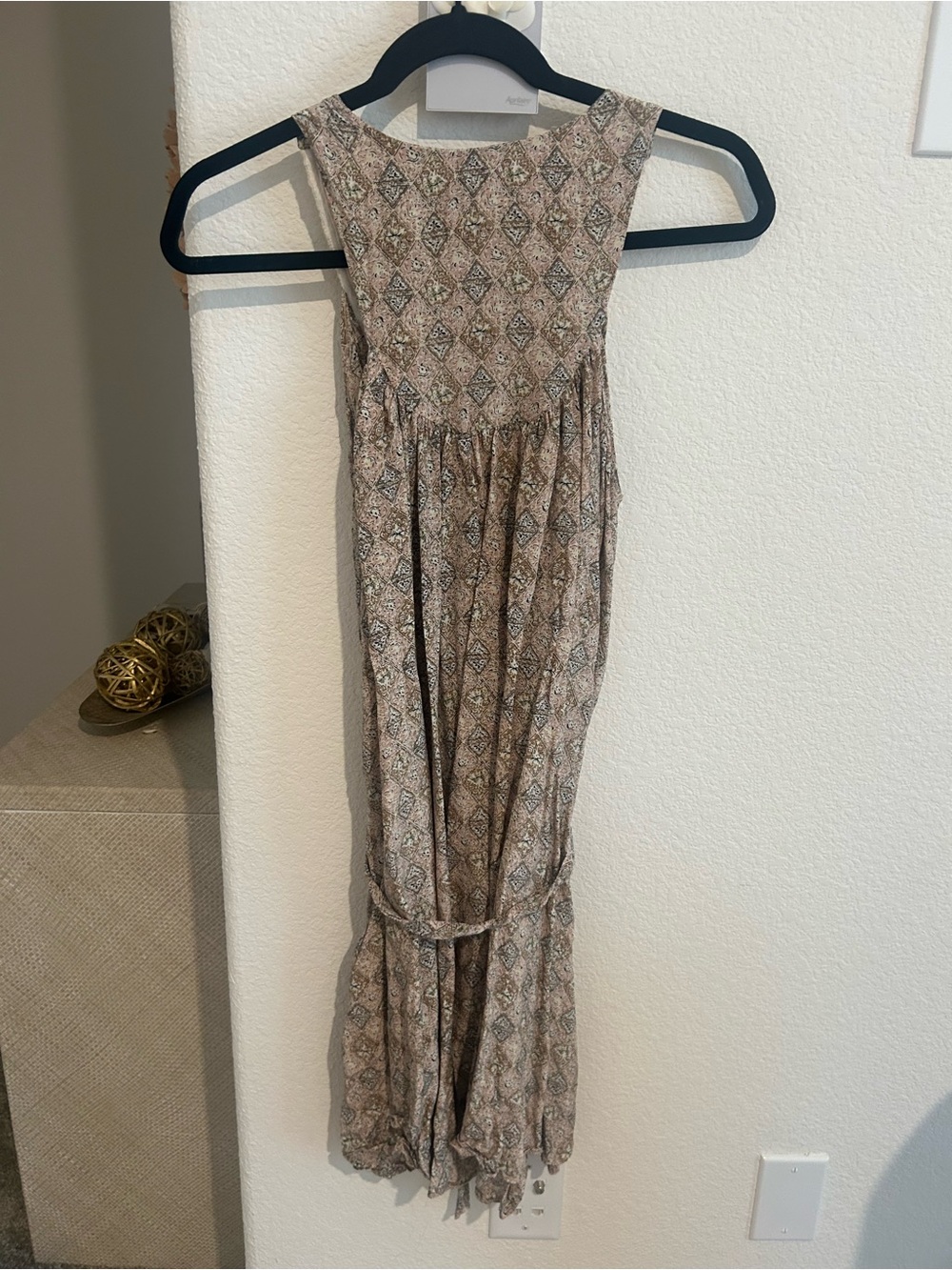 Anthropologie Sunner Silk Crochet Bib Silk Shift Dress XS Beige Tan - Picture 4 of 4
